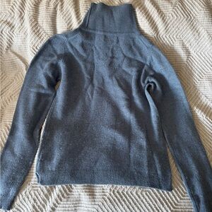 BRORA Steel Blue 100% Cashmere Turtleneck Sweater